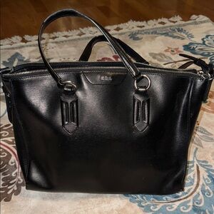 Ralph Lauren Epi Textured Black Leather Handbag w/ Bonus Epi Textured Wallet